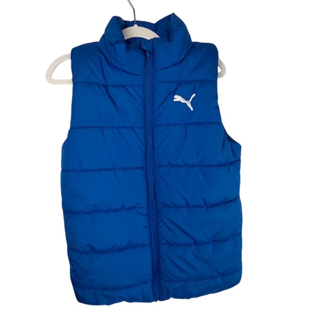 Puma Boys Blue Puffer Vest Royal Blue Full Zip Size S (7/8)‎